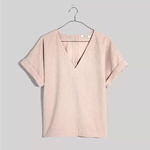 Madewell corduroy vneck top harvest moon beige